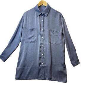 4th Reckless Blue Button Front Shirt Dress Women’s US Small Long Sleeve Pockets